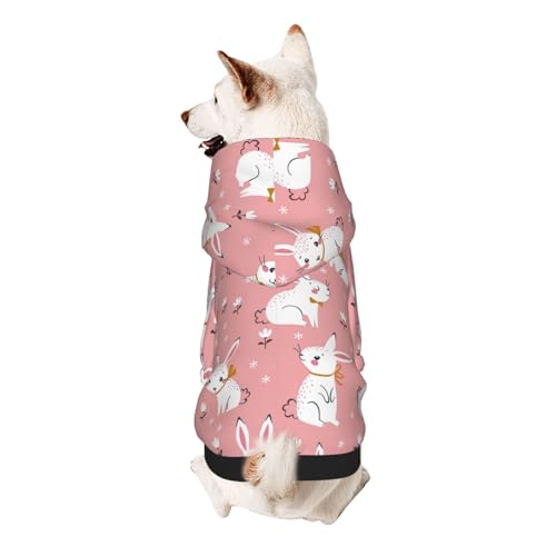 Hunde-Kapuzenpullover mit niedlichem Hasen-Aufdruck für kleine Hunde, warm, weich und atmungsaktiv, leicht zu tragen, Winter-Wettermantel für Haustiere von MBCbjg