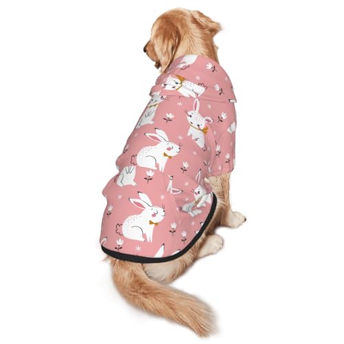 Hunde-Kapuzenpullover mit niedlichem Hasen-Aufdruck für mittelgroße bis große Hunde, warm, weich, atmungsaktiv, leicht zu tragen, Pullover für Winter und Herbst, Haustiermantel von MBCbjg