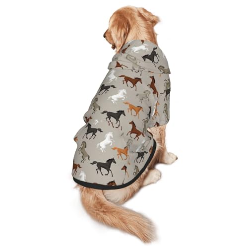 Hunde-Kapuzenpullover mit niedlichem Pferdeaufdruck, für mittelgroße bis große Hunde, warm, weich, atmungsaktiv, leicht zu tragen, Pullover für Winter und Herbst, Haustiermantel von MBCbjg