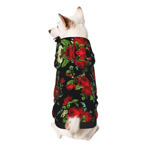 Hunde-Kapuzenpullover mit schönem Rosen-Aufdruck für kleine Hunde, warm, weich und atmungsaktiv, leicht zu tragen, Winter-Wettermantel für Haustiere Hunde-Kapuzenpullover mit schönem Rosen-Aufdruck für kleine Hunde, warm, weich und atmungsaktiv, leicht zu tragen, Winter-Wettermantel für Haustiere von MBCbjg