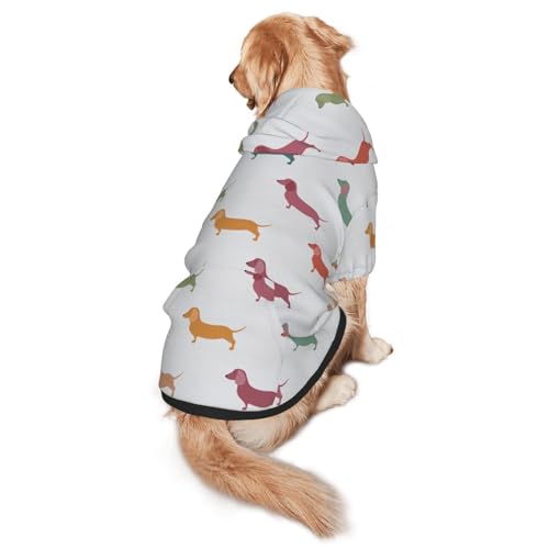 Hunde-Kapuzenpullover mit süßem Dackel-Aufdruck für mittelgroße bis große Hunde, warm, weich, atmungsaktiv, leicht zu tragen, Pullover für Winter und Herbst, Haustiermantel von MBCbjg