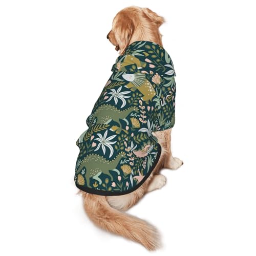 Hunde-Kapuzenpullover mit süßem Dinosaurier-Aufdruck für mittelgroße bis große Hunde, warm, weich, atmungsaktiv, leicht zu tragen, Pullover für Winter und Herbst, Haustiermantel von MBCbjg