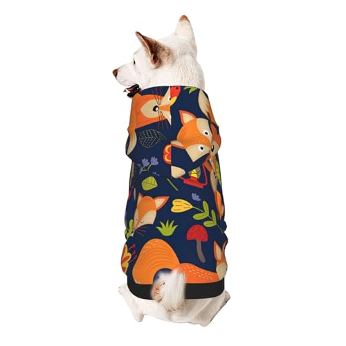 Hunde-Kapuzenpullover mit süßem Fuchs-Blumendruck, für kleine Hunde, warm, weich und atmungsaktiv, leicht zu tragen, Winter-Wettermantel für Haustiere Hunde-Kapuzenpullover mit süßem Fuchs-Blumendruck, für kleine Hunde, warm, weich und atmungsaktiv, leicht zu tragen, Winter-Wettermantel für Haustiere von MBCbjg