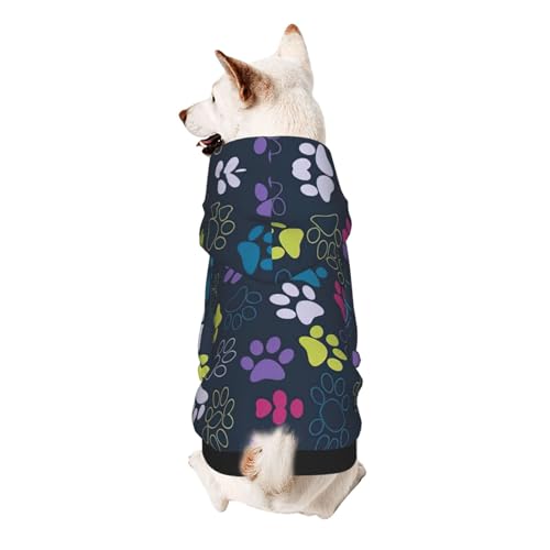 Hunde-Kapuzenpullover mit süßem Pfotenabdruck für kleine Hunde, warm, weich und atmungsaktiv, leicht zu tragen, Winter-Wettermantel für Haustiere von MBCbjg