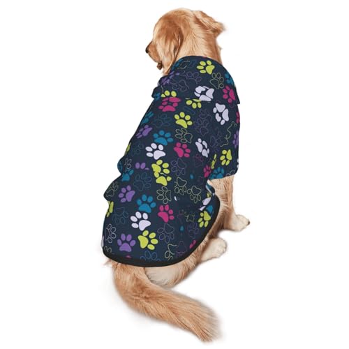 Hunde-Kapuzenpullover mit süßem Pfotenabdruck für mittelgroße bis große Hunde, warm, weich, atmungsaktiv, leicht zu tragen, Pullover für Winter und Herbst, Haustiermantel von MBCbjg