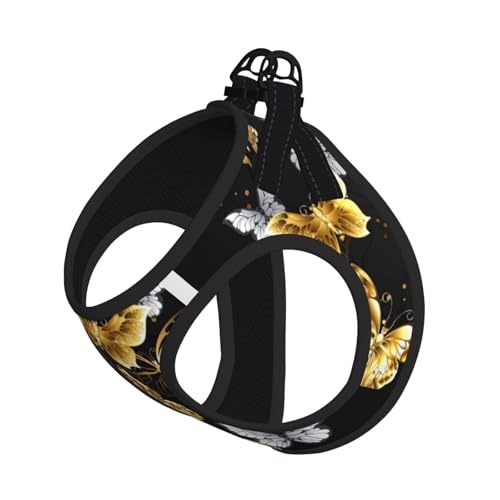 Hundegeschirr, Leinen-Set für Katzen und Hunde, reflektierend, verstellbar, weich, atmungsaktiv, Netzweste, mit ausbruchsicherer Leine, für kleine Haustiere und Kätzchen, Welpen, Goldweiß / Weiß von MBCbjg