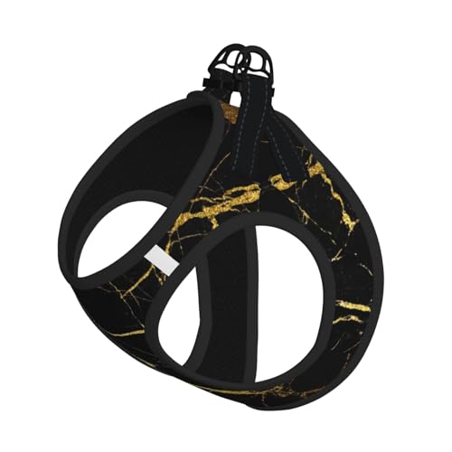 Hundegeschirr, Leinen-Set für Katzen und Hunde, reflektierend, verstellbar, weich, atmungsaktiv, Netzweste mit ausbruchsicherer Leine, für kleine Haustiere und Kätzchen, Welpen, Goldschwarz von MBCbjg