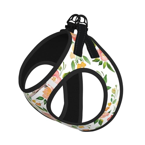 Hundegeschirr mit Blumen- und Vogeldruck, reflektierend, verstellbar, weich, atmungsaktiv, Netzweste mit ausbruchsicherer Leine, für kleine Haustiere und Kätzchen, Welpen von MBCbjg