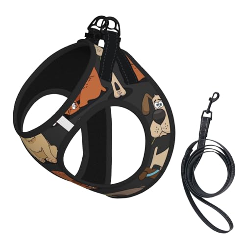 Hundegeschirr mit Corgi-Druck, reflektierend, verstellbar, weich, atmungsaktiv, Netzweste mit ausbruchsicherer Leine, für kleine Haustiere und Kätzchen, Welpen von MBCbjg