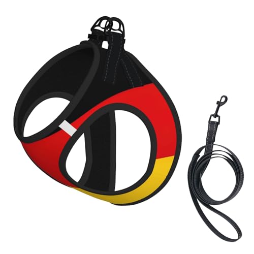 Hundegeschirr mit Deutschland-Flagge, reflektierend, verstellbar, weich, atmungsaktiv, Netzweste mit ausbruchsicherer Leine, für kleine Haustiere und Kätzchen, Welpen von MBCbjg