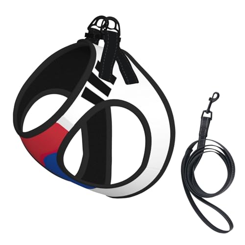 Hundegeschirr mit Flaggenmotiv der Republik Korea, bedruckt, für Katzen und Hunde, reflektierend, verstellbar, weich, atmungsaktiv, Netzweste mit ausbruchsicherer Leine, für kleine Haustiere und von MBCbjg