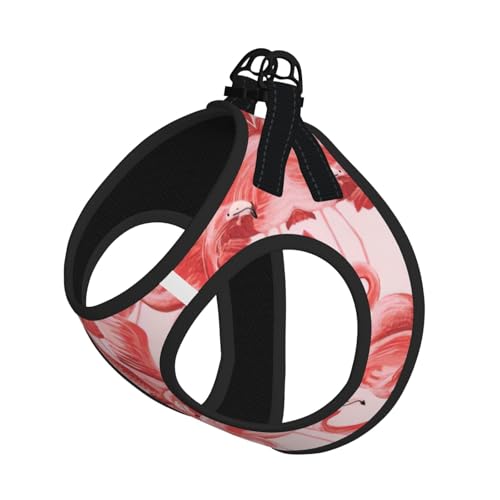 Hundegeschirr mit Flamingo-Druck, reflektierend, verstellbar, weich, atmungsaktiv, Netzweste mit ausbruchsicherer Leine, für kleine Haustiere und Kätzchen, Welpen von MBCbjg