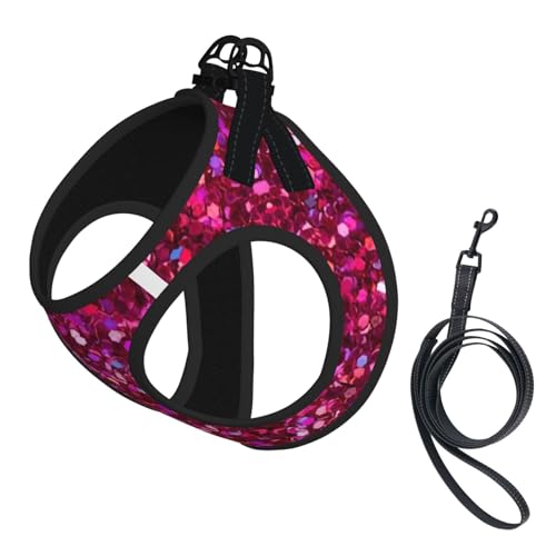 Hundegeschirr mit Glitzermuster, für Katzen und Hunde, reflektierend, verstellbar, weich, atmungsaktiv, Netzweste mit ausbruchsicherer Leine, für kleine Haustiere und Kätzchen, Welpen von MBCbjg