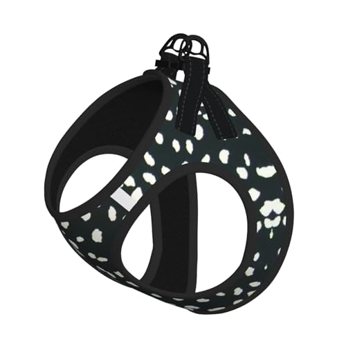 Hundegeschirr mit Leine, Leopardenmuster, reflektierend, verstellbar, weich, atmungsaktiv, Netzweste mit ausbruchsicherer Leine, für kleine Haustiere und Kätzchen, Welpen, Schwarz und Weiß von MBCbjg