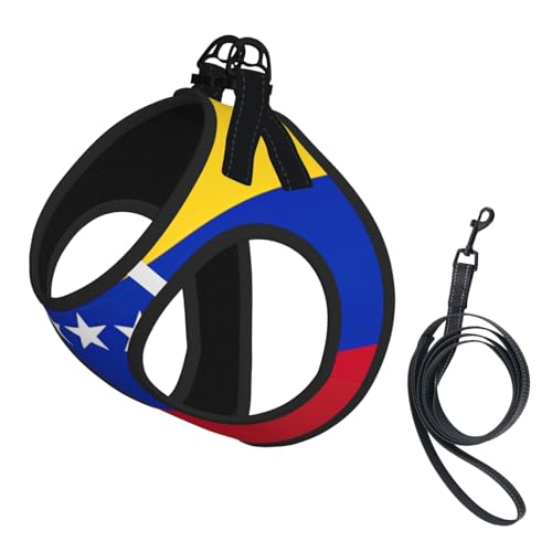 Hundegeschirr mit Venezuela-Motiv, reflektierend, verstellbar, weich, atmungsaktiv, Netzweste, mit ausbruchsicherer Leine, für kleine Haustiere und Kätzchen, Welpen von MBCbjg