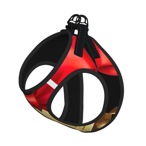 Hundegeschirr mit Weihnachtsglocken-Druck, reflektierend, verstellbar, weich, atmungsaktiv, Netzweste mit ausbruchsicherer Leine, für kleine Haustiere und Kätzchen, Welpen von MBCbjg