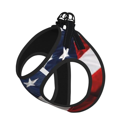 Hundegeschirr mit amerikanischer Flagge, reflektierend, verstellbar, weich, atmungsaktiv, Netzweste mit ausbruchsicherer Leine, für kleine Haustiere und Kätzchen, Welpen von MBCbjg