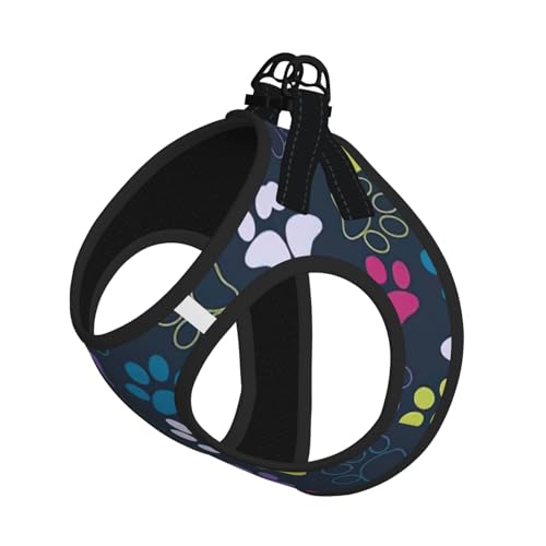 Hundegeschirr mit niedlichem Pfotenabdruck, für Katzen und Hunde, reflektierend, verstellbar, weich, atmungsaktiv, Netzweste mit ausbruchsicherer Leine, für kleine Haustiere und Kätzchen, Welpen von MBCbjg