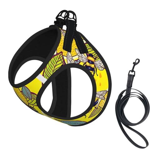 Leinen-Set für Katzen und Hunde, reflektierend, verstellbar, weich, atmungsaktiv, Netzweste, mit ausbruchsicherer Leine, für kleine Haustiere und Kätzchen, Welpen, Gelb von MBCbjg