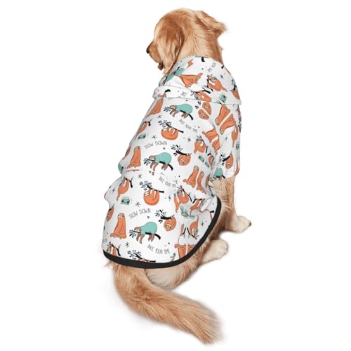 Lustiger süßer Hunde-Kapuzenpullover mit Faultier-Musik-Aufdruck für mittelgroße bis große Hunde, warm, weich, atmungsaktiv, Sweatshirt, einfach zu tragen, Pullover für Winter und Herbst von MBCbjg