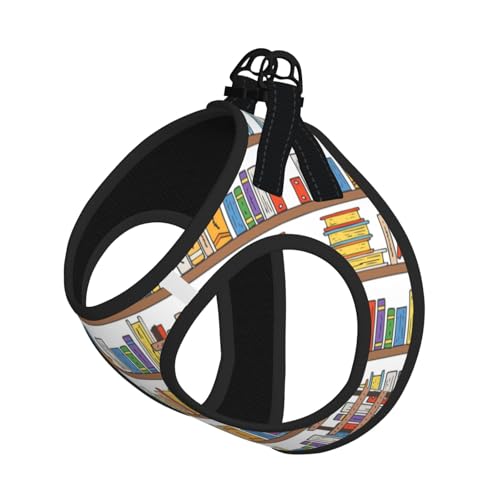 Lustiges Bücherregal-Kollektion und Leiterdruck-Geschirr-Set für Katzen und Hunde, reflektierend, verstellbar, weich, atmungsaktiv, Netzweste mit ausbruchsicherer Leine, für kleine Haustiere und von MBCbjg