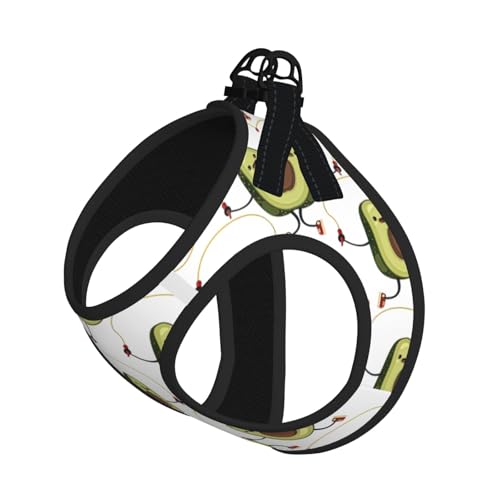 Lustiges Geschirr mit Cartoon-Avocado-Druck, für Katzen und Hunde, reflektierend, verstellbar, weich, atmungsaktiv, Netzweste mit ausbruchsicherer Leine, für kleine Haustiere und Kätzchen, Welpen von MBCbjg