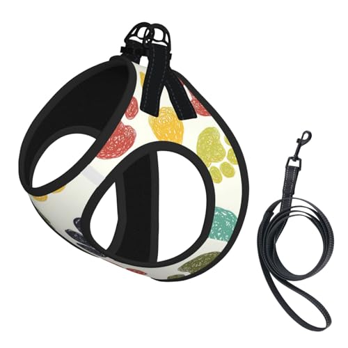 Niedliches buntes Hundegeschirr-Set für Katzen und Hunde, reflektierend, verstellbar, weich, atmungsaktiv, Netzweste mit ausbruchsicherer Leine, für kleine Haustiere und Kätzchen, Welpen von MBCbjg