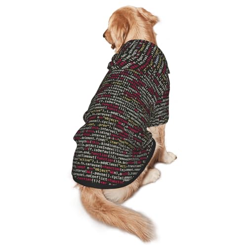 Programmierer Programmiercode Print Hunde-Kapuzenpullover für mittelgroße bis große Hunde, warm, weich, atmungsaktiv, Sweatshirt, leicht zu tragen, Pullover für Winter und Herbst, Haustiermantel von MBCbjg