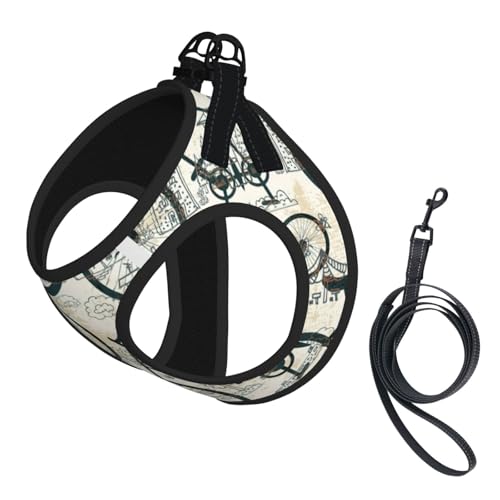 Retro-Fahrradgeschirr-Set für Katzen und Hunde, reflektierend, verstellbar, weich, atmungsaktiv, Netzweste mit ausbruchsicherer Leine, für kleine Haustiere und Kätzchen, Welpen von MBCbjg