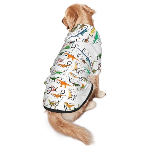 Stilvoller Hunde-Kapuzenpullover mit Dinosaurier-Aufdruck für mittelgroße bis große Hunde, warm, weich, atmungsaktiv, leicht zu tragen, Pullover für Winter und Herbst, Haustiermantel von MBCbjg