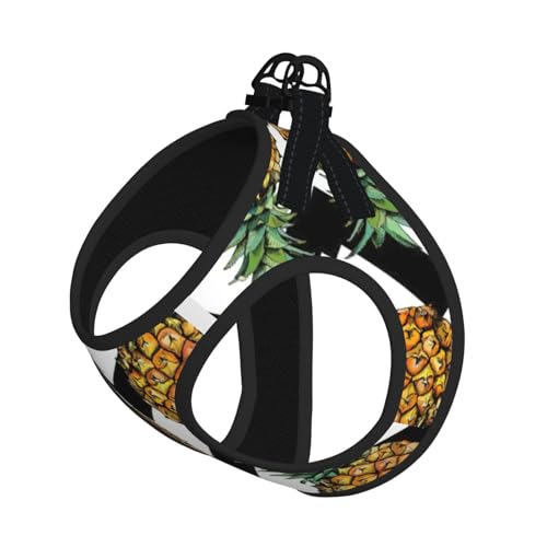 Summer Ananas-Druckgeschirr-Set für Katzen und Hunde, reflektierend, verstellbar, weich, atmungsaktiv, Netzweste mit ausbruchsicherer Leine, für kleine Haustiere und Kätzchen, Welpen von MBCbjg