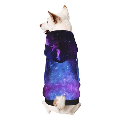 Universe Galaxy Star Weltraum-Print Hunde-Kapuzenpullover für kleine Hunde, warm, weich und atmungsaktiv, Sweatshirt, leicht zu tragen, Haustier-Winter-Wettermantel von MBCbjg