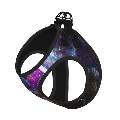 Universum Galaxy-Weltraum-Druckgeschirr-Set für Katzen und Hunde, reflektierend, verstellbar, weich, atmungsaktiv, Netzweste mit ausbruchsicherer Leine, für kleine Haustiere und Kätzchen, Welpen von MBCbjg