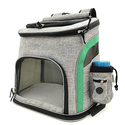 MBLUE Mesh Dog Bag Atmungsaktiver Hunderucksack Große Kapazität Katzentragetasche Pet Carrier (Grau-Grün) von MBLUE