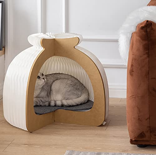 Katzenbett für Hauskatzen, Katzenhäuser, kleines Hundebett, 2-in-1-Katzenzelt, Katzenhütte, Hundezeltbetten für draußen, halbgeschlossen, faltbar, abnehmbar von MBROS