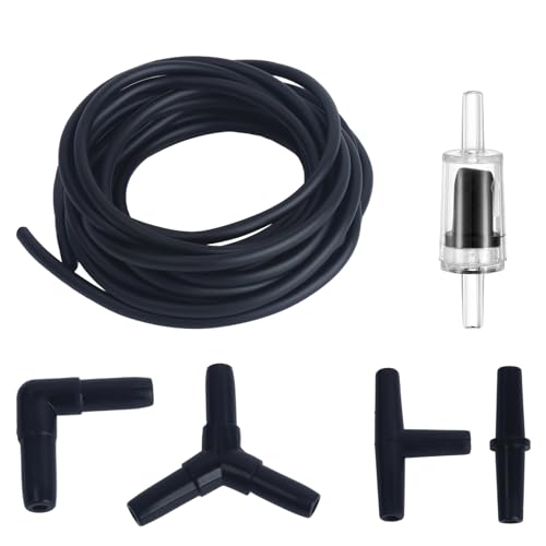 MC MEICHUANG Aquarium-Luftschlauch-Set – Schwarzes Terrarium-Hydrokultur-Zubehör-Set mit Rückschlagventil-Anschlüssen (T/Y/L/I-Form) für Aquarium-Belüftung (2 m) von MC MEICHUANG