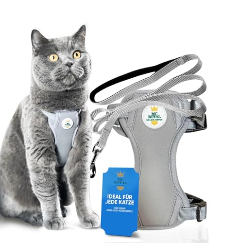 MC-Royal® Premium Katzengeschirr [inkl. Leine für Katzen] - Größenverstellbares Geschirrset für Katzen mit Leine - Katzengeschirr - Cat Harness - ausbruchsicheres Katzengeschirr von MC-Royal
