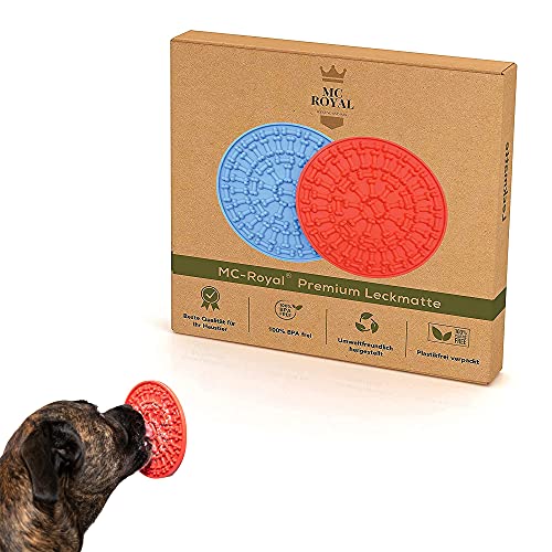 MC-Royal® Premium Leckmatte für Hunde - 2 STK Lick Pad BPA frei - Slow Feeder mit zuverlässiger Saugkraft - zum Baden, Pflegen und Hundetraining von Haustieren von MC-Royal