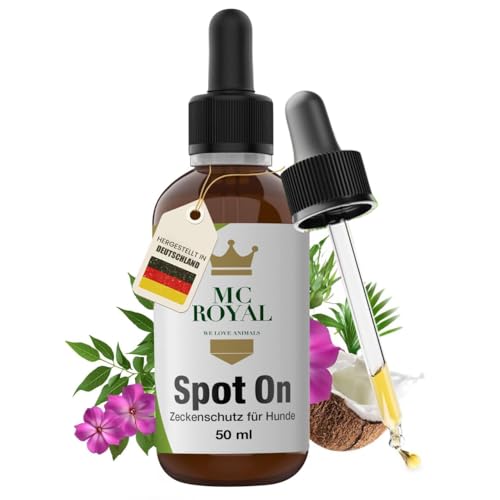 MC-Royal® Spot On für Hunde [Jahresvorrat] Zeckenmittel für Hunde - mit Bio Margosa Extrakt & effektivem Wirkstoff Saltidin - Zeckenschutz Hund - Spot on Hund - 50 ml von MC-Royal