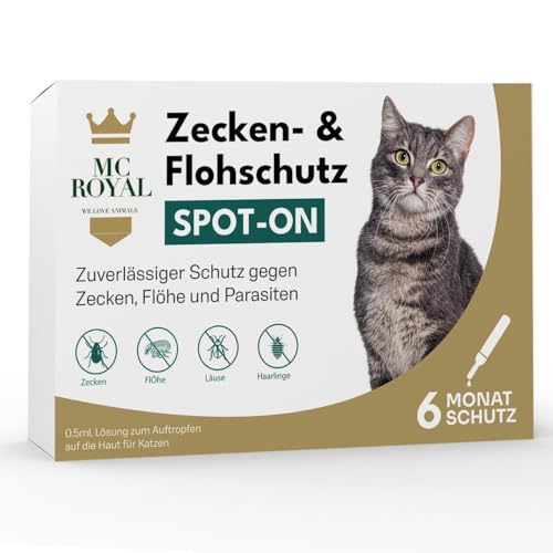 MC-Royal® Spot On Zeckenschutz für Katzen [6 Monate effektiver Schutz vor Zecken] Zeckenmittel für Katzen -Zeckenschutz Katze - Spot On für Katzen von MC-Royal