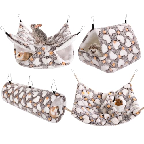 MCEAST 4 Stück kleine Haustierkäfig-Zubehör, Hängematte, Schlafsack, Tunnel und Bettversteck Set, warmer Schlafsack, Bett für Hamster, Frettchen, Eichhörnchen, Kaninchen MCEAST 4 Stück kleine Haustierkäfig-Zubehör, Hängematte, Schlafsack, Tunnel und Bettversteck Set, warmer Schlafsack, Bett für Hamster, Frettchen, Eichhörnchen, Kaninchen von MCEAST