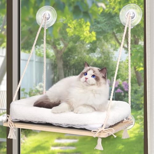 MCEAST Katzen-Fensterstange, Katzenhängematte, Fensterbett mit flauschiger Decke, 4 starke Saugnäpfe, hängendes Fensterregal, einfach zu installieren, Katzenfenstersitz für kleine, mittelgroße MCEAST Katzen-Fensterstange, Katzenhängematte, Fensterbett mit flauschiger Decke, 4 starke Saugnäpfe, hängendes Fensterregal, einfach zu installieren, Katzenfenstersitz für kleine, mittelgroße von MCEAST