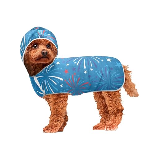 MCHIVER 4. Juli Hunde-Badetuch mit Kapuze, schnell trocknend, Haustier-Bademäntel, verstellbare Hunde-Trockenmäntel, Handtücher für alle Hunderassen, 50 x 60 cm MCHIVER 4. Juli Hunde-Badetuch mit Kapuze, schnell trocknend, Haustier-Bademäntel, verstellbare Hunde-Trockenmäntel, Handtücher für alle Hunderassen, 50 x 60 cm von MCHIVER