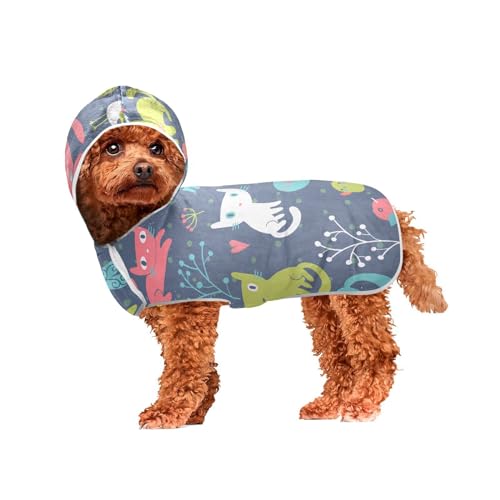 MCHIVER Badetuch mit Kapuze, Motiv: Vögel, Katzen, Hunde, schnelltrocknend, verstellbar, für kleine, mittelgroße und große Hunde, 60 x 65 cm MCHIVER Badetuch mit Kapuze, Motiv: Vögel, Katzen, Hunde, schnelltrocknend, verstellbar, für kleine, mittelgroße und große Hunde, 60 x 65 cm von MCHIVER