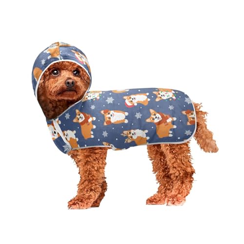 MCHIVER Corgi-Hunde-Badehandtuch mit Kapuze, schnell trocknend, verstellbar, zum Trocknen von Hunden, Handtücher, zum Baden, Schwimmbad, Strand, 50 x 60 cm, Blau MCHIVER Corgi-Hunde-Badehandtuch mit Kapuze, schnell trocknend, verstellbar, zum Trocknen von Hunden, Handtücher, zum Baden, Schwimmbad, Strand, 50 x 60 cm, Blau von MCHIVER