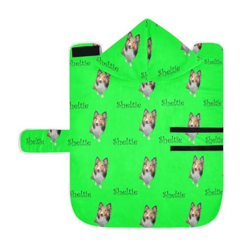 MCHIVER Custom Your Dog Sheltie Hunde-Badetuch, Bademantel, verstellbar, für Strand, Pool, Schwimmen, Baden, 60 x 65 cm, Neongrün MCHIVER Custom Your Dog Sheltie Hunde-Badetuch, Bademantel, verstellbar, für Strand, Pool, Schwimmen, Baden, 60 x 65 cm, Neongrün von MCHIVER
