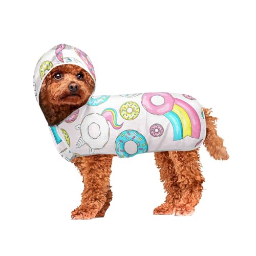 MCHIVER Donut-Einhorn-Hunde-Badetuch mit Kapuze, schnell trocknend, Haustier-Bademäntel, verstellbare Hunde-Trocknungsmäntel, Handtücher für alle Hunderassen, 50 x 60 cm MCHIVER Donut-Einhorn-Hunde-Badetuch mit Kapuze, schnell trocknend, Haustier-Bademäntel, verstellbare Hunde-Trocknungsmäntel, Handtücher für alle Hunderassen, 50 x 60 cm von MCHIVER