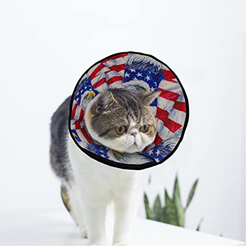 MCHIVER Glatze, amerikanische Flagge, weiches Halsband zur Erholung von Katzen und Hunden mit verstellbarer Katze, Kegel, Wundheilung, Schutz nach Operationen, für Kätzchen, Kegel nach Operationen von MCHIVER