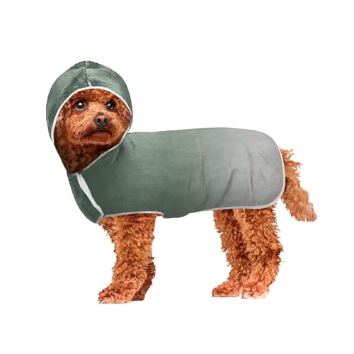MCHIVER Grünes silbernes Hunde-Badetuch mit Kapuze, schnell trocknend, Haustier-Bademäntel, verstellbare Hunde-Trockenmäntel, Handtücher, Wraps für Pool, Schwimmen, Baden, Strand, 50 x 60 cm von MCHIVER