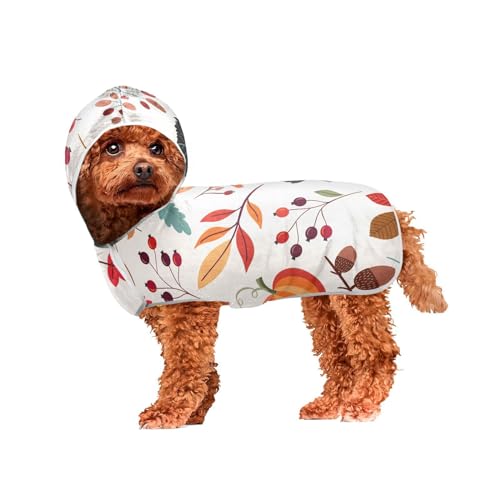 MCHIVER Herbst Kürbis Herbst Hund Badetuch Robe mit Kapuze Schnell trocknend Haustier Bademäntel Verstellbare Hund Trocknen Mäntel Handtücher Wraps für Strand Baden Pool Schwimmen 60 x 65 cm in von MCHIVER